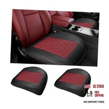 2PCS Leather Car Seat Cover, Front Bottom Seat Protector Pad, Front/Black Red