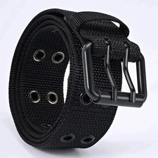Luxury Nylon Double Grommet Belt Men's Canvas Waist Belt for Jeans Outdoor