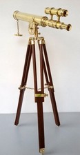18'' Elegant Golden Finished Brass Double Barrel Telescope Wooden Tripod Stand