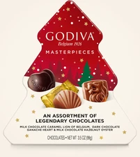 Godiva Masterpieces Christmas Tree Tin, 12 Count EXP 7/30/25