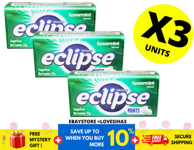 ECLIPSE Sugar Free Mints Candy Sweet SPEARMINT Flavor Breath ( X 3 )
