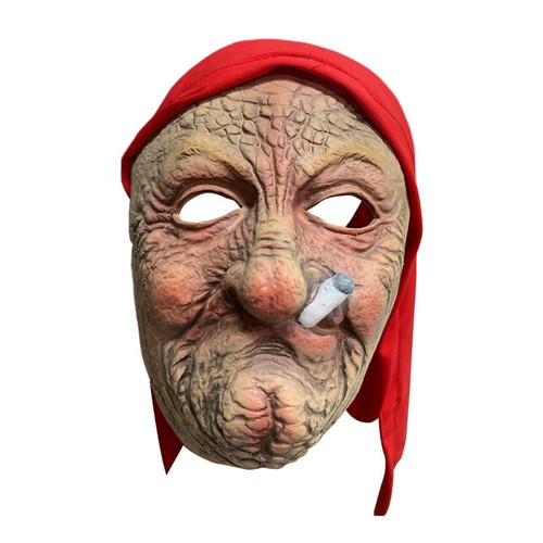 Smoke Grandma Latex Mask, Old Woman Mask, Smoke Granny Headgear, Halloween - Picture 2 of 6