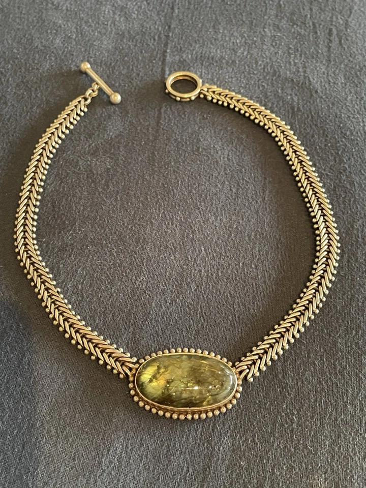 Stephen Dweck Sterling Silver Necklace 16” Braided Chain Labradorite Pendant - Imagem 2 de 4