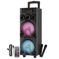 16W Bluetooth Rechargeable Groovestar Party Speaker Dual 8" Woofers ABX-8080R
