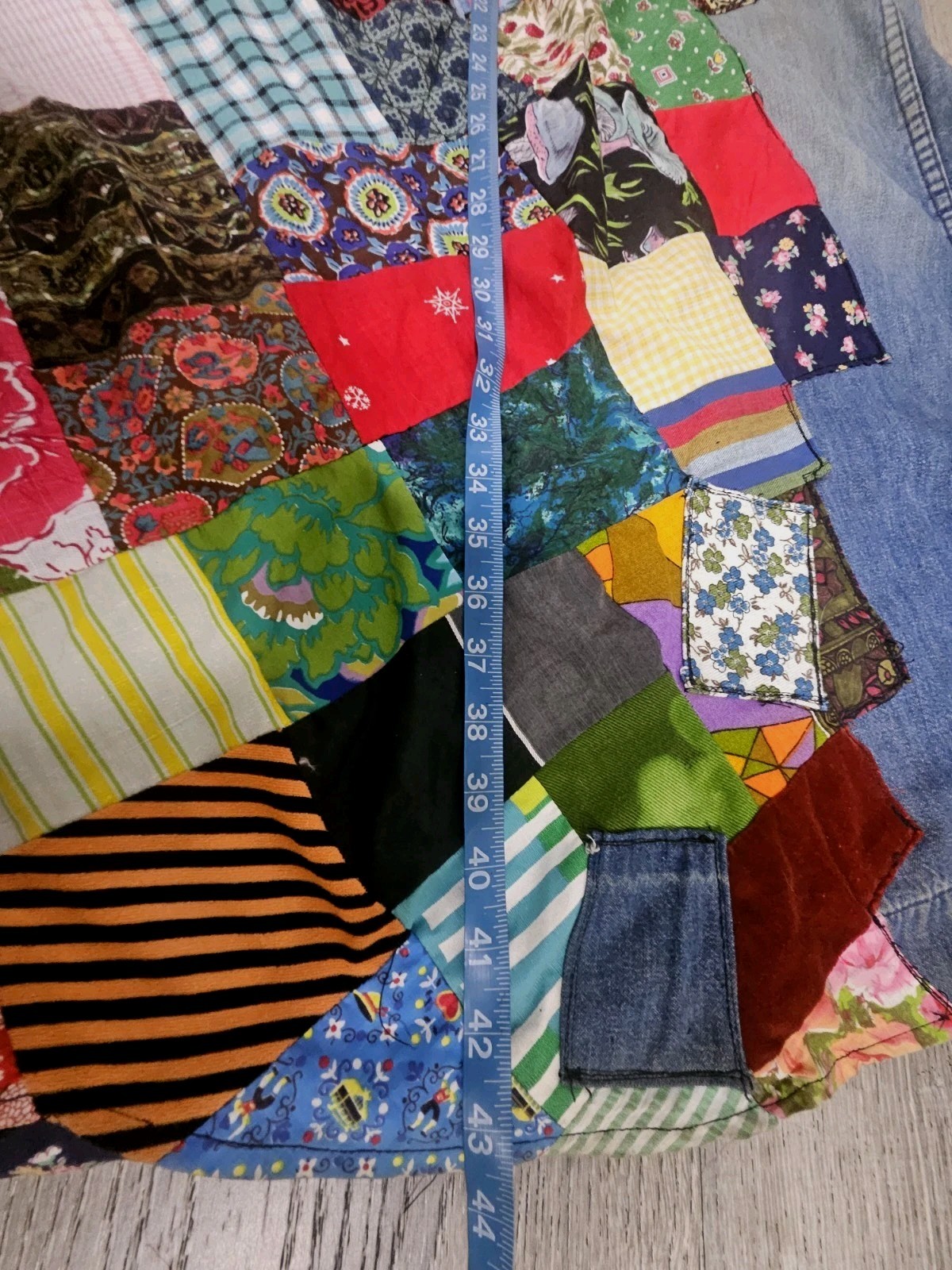 70s Authentic Vintage Crazy Quilted Patchwork Jea… - image 9