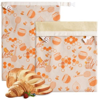 2 Pack Beeswax Bread Bags for Sourdough,Reusable Organic Linen Brown 