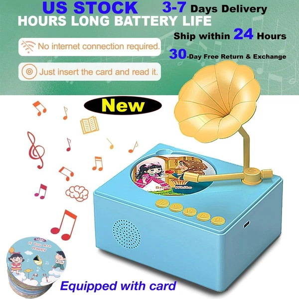 Kids Phonograph Storytelling Recorder with 96 Cards-Birthday Xmas Gift for Kids
