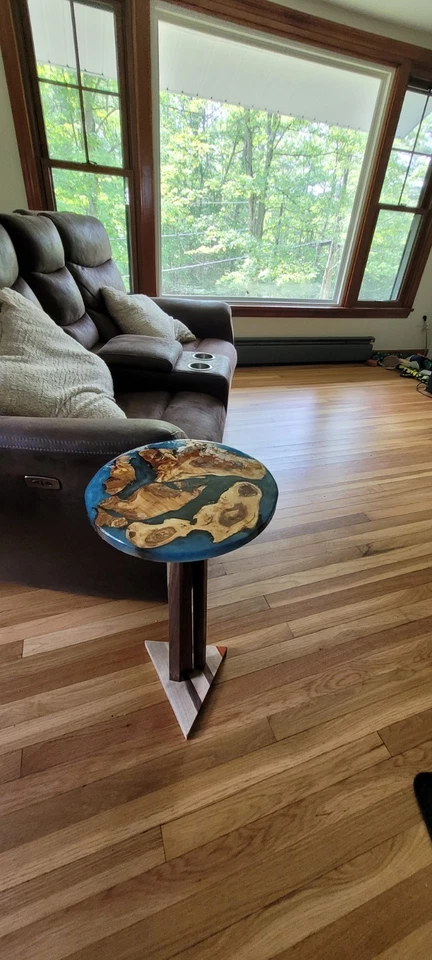 Rare Apple Wood Live Edge Epoxy Blues - Image 3 of 4