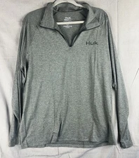 New Huk Airweight Heather 1/4 Pullover Zip Volcanic Ash Lightweight Outdoors