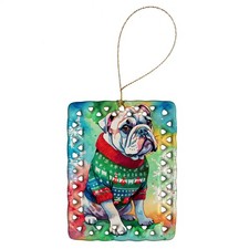 English Bulldog Christmas Tree Porcelain Ornament DAC3448CO2