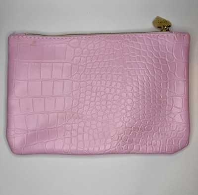 Ipsy Pink Croc Embossed Makeup Bag Zip Pouch with Zipper Closure, Lined Interior