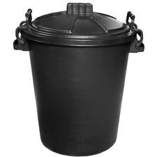 50L black bin garden storage dustbin bin refuse container with locking handles