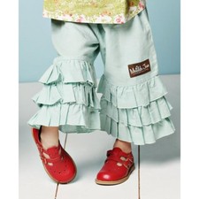 NEW Matilda Jane girls 8 aquamarine crop capris triple ruffles pants Serendipity