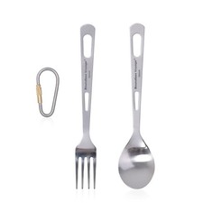 iBasingo Titanium Tableware Camping Fork Spoon Outdoor Cutlery Set Travel Ute...