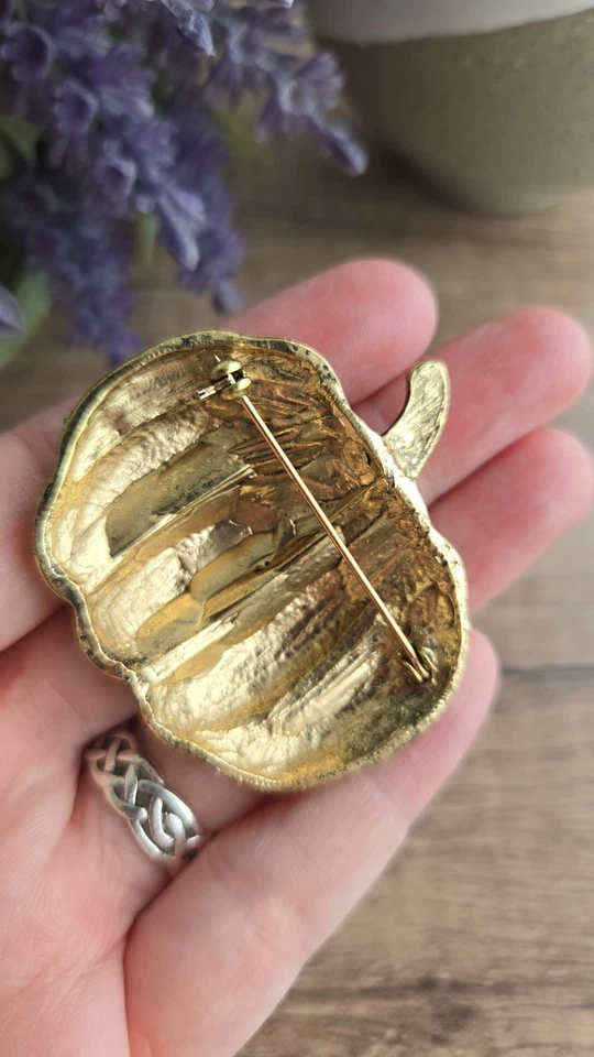 Pumpkin Brooch Enamel Crystal Rhinestone Black And Orange Large Pumpkin Pin - Image 3 of 4