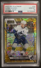 O-Pee-Chee Platinum 2023-24 Quinn Hughes #29 Seismic Gold /50 PSA 10 Canucks