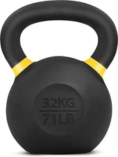Yes4All 71 lb Powder Coated Cast Iron Kettlebell Non-Slip Handle Flat Bottom