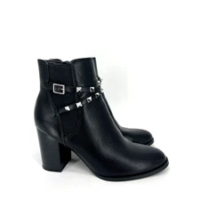 Nine West Booties Womens 7.5 Studded Belt Biker Goth 