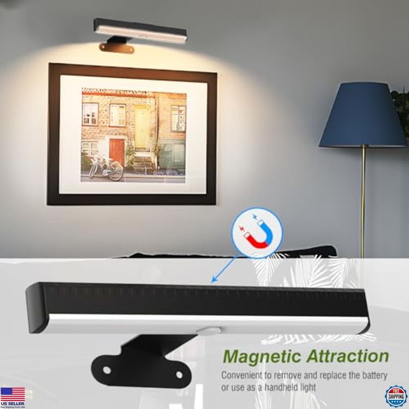 4Pack Battery Operated Wireless Picture Lights with Remote, Dimmable LED Sconces