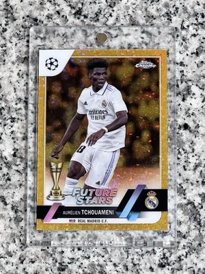 2022-23 Topps Chrome UEFA Aurelien Tchouameni Mini Gold Diamonds /50 RC Madrid