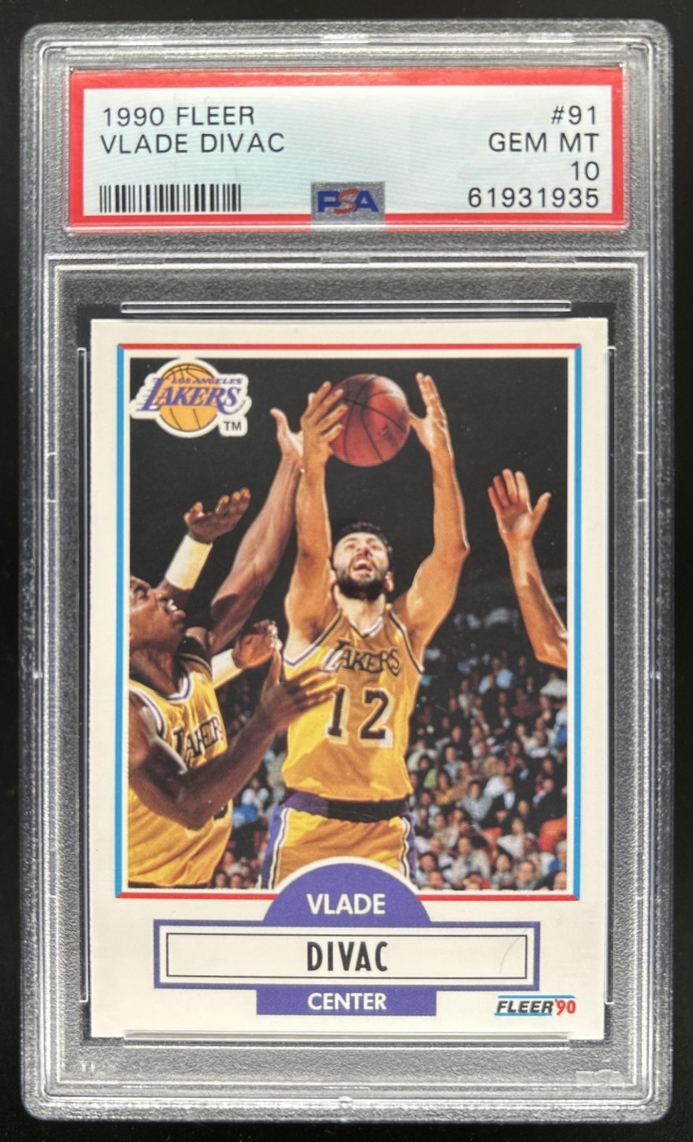 1990-91 Fleer Vlade Divac Rookie RC #91 Lakers PSA 10 GEM MINT