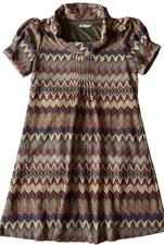 Eliza J Multi-Tone Chevron Knit Jacquard Dress Lined Short Sleeve Cowl Neck sz14