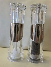 Cole & Mason Precision Bobbi Salt Pepper Mills Chrome/Acrylic Great Condition 