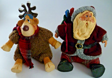 Lot 2 Russ Berrie Kathleen Kelly Critter Hoofs Moose & Nick Santa Christmas Sit