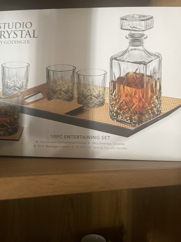 Studio Crystal by Godinger 10pc 34oz Crystal Decanter Set w/ Glasses, 