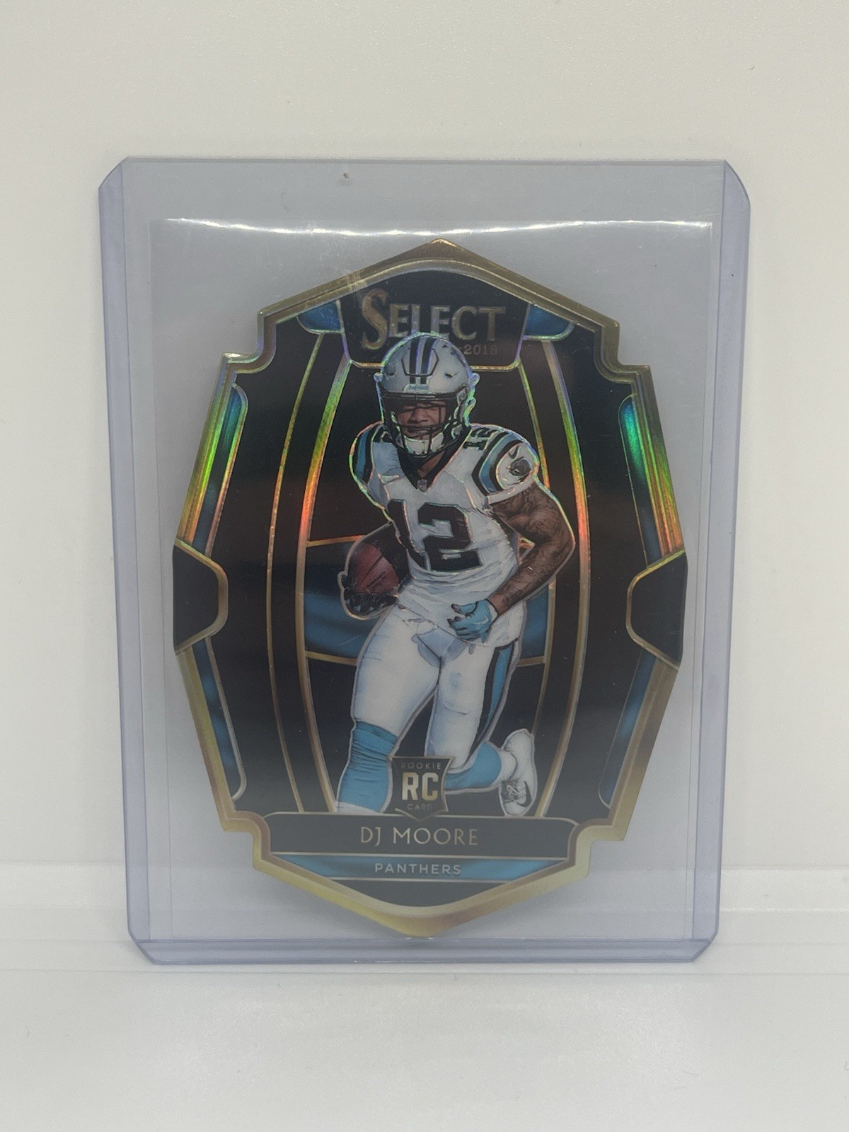 2018 Panini Select - #137 DJ Moore Black 1/1 Premier Level Die-Cut RC
