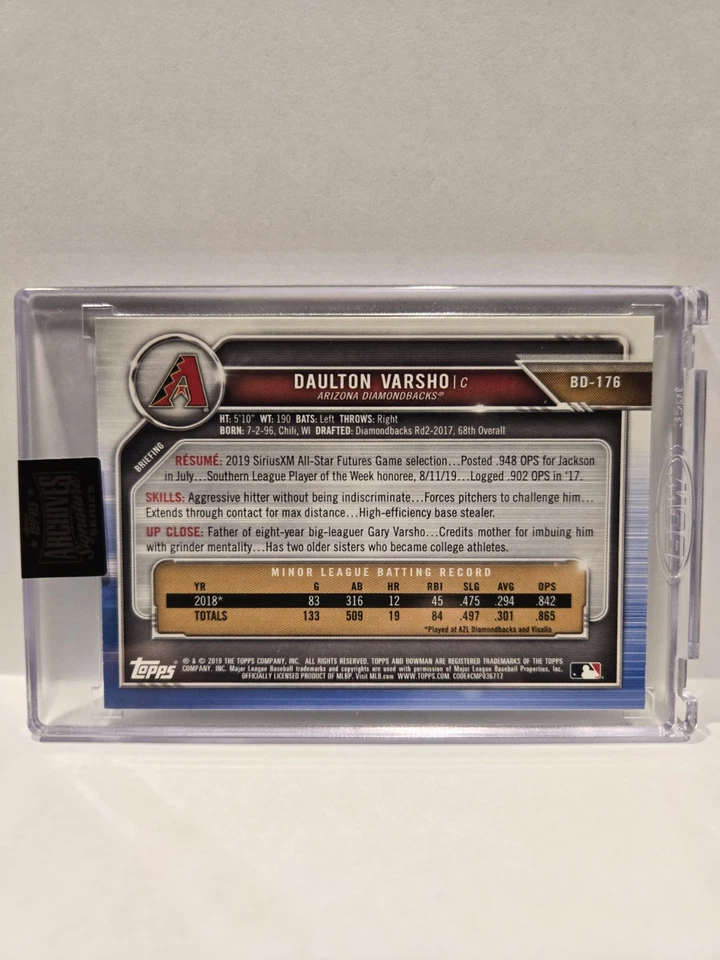 2022 Topps Archives Signature Series Daulton Varsho #BD-176 29/99 - Image 2 of 2