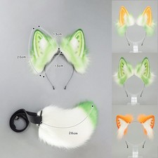 Furry Bunny Ears Headband Cute Plush Cosplay Party Animal Tail Prop