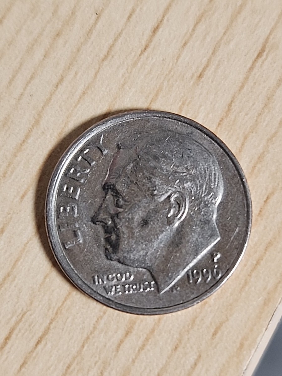 1996 P Roosevelt Dime U.S. Coin With Striking Error - Off Center