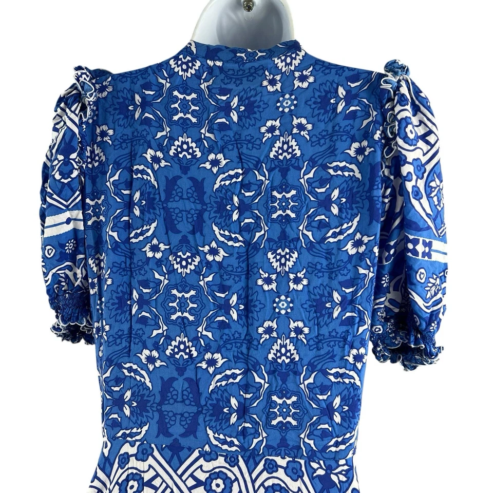 Vestido Feather & Find Sultana Envolvente Azul Para Mujer Mediano Boho Resort Playa Informal Foto 4 de 4