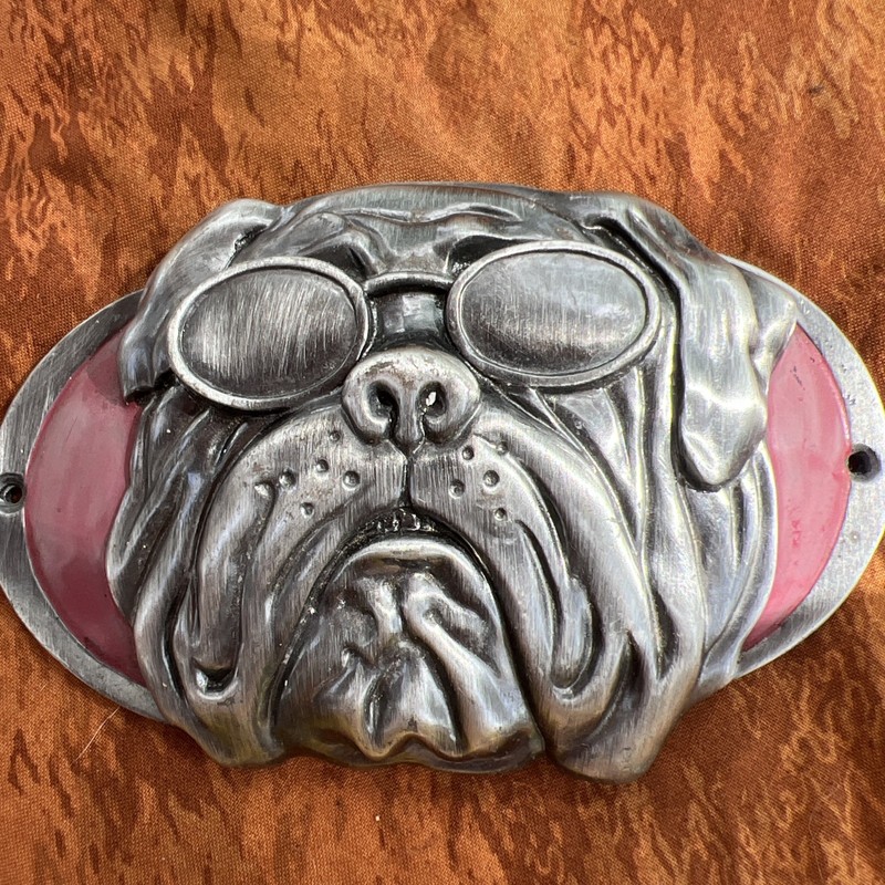 Vtg Trucker Emblem Of A 3D Bulldog Wearing Sunglasses  Read Look