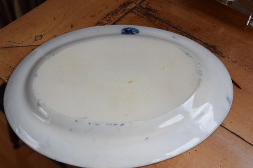 Antico piatto blu Britannia Pottery Glasgow Flow Delft 11"x8,5" - Foto 7 di 10