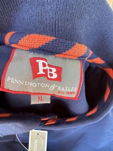 Polo pullover con colletto Pennington & Bailes XL da uomo blu navy nuova con etichette - Foto 4 di 6