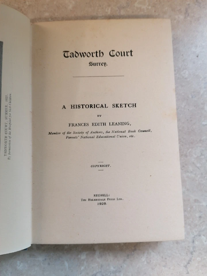 1928 TADWORTH COURT SURREY - A HISTORICAL SKETCH by LEANING ILLUS - Image 3 of 4