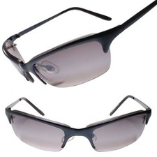 True Vintage Mod Style Blue Wrap Semi Rimless Narrow Rectangular Sunglasses