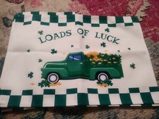 NWOT Set of 4 St. Patrick's Day placemats Lots of Luck Green Truck shamrocks