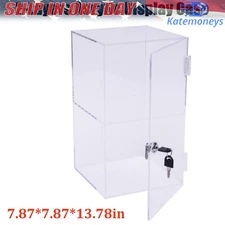 2-layers Countertop Display Case 20*20*35cm Locking Security Showcase Cabinet US
