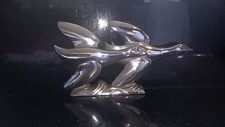 RARE ORIGINAL ART DECO CHROME PLATED BRASS / BRONZE FLYING GEESE SCULPTURE