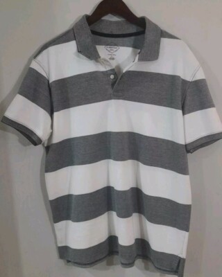 St Johns Bay Mens Shorts L eeve  Shirt Sz XL  Gray / White