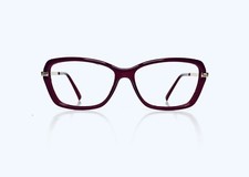 Fendi Red Cat Eye Glasses Gold Logo Temples Italy Glasses F1042R 53 14 130