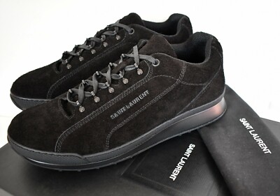 🆕️ New SAINT LAURENT Black Suede JUMP PLATFORM Low-Top Sneakers EUR-40  US-7