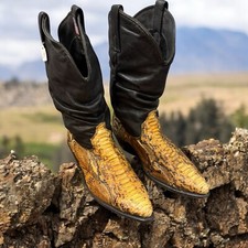 Vtg Dingo, Men´s,Country Boots,Gold-Black,Sz 10,Cobwoy,Leather,Made in USA.!