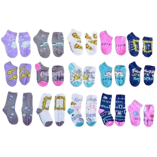 Friends TV Show Socks Set for Kids, Crew/Quarter/No Show 15 Days Size S -5.5-8.5 - Picture 2 of 6