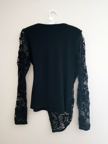 Joseph Ribkoff Women's Blouse Scoop Neck Black With Lace Overlay Top Sz 8 EUC - Picture 3 of 13