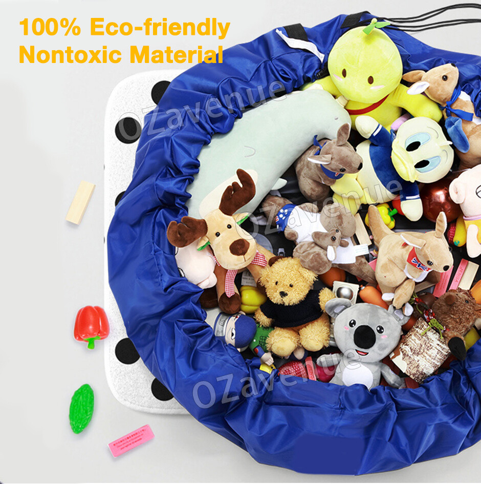 150cm Kids Play Mat Bag Portable Toy Storage Organizer Lego Toys