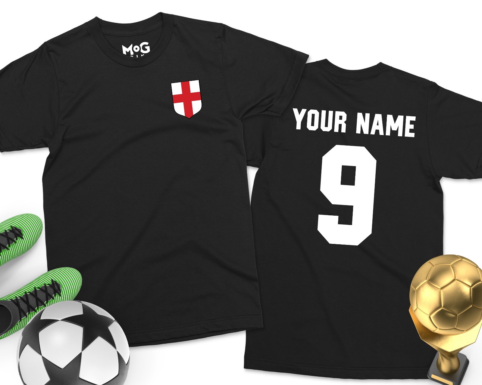 Personalised England Football Tshirt Custom Name Number Kids Adult Kit